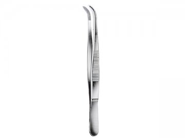 STANDARD DISSECTING FORCEPS WITHOUT TEETH CURVED 13CM